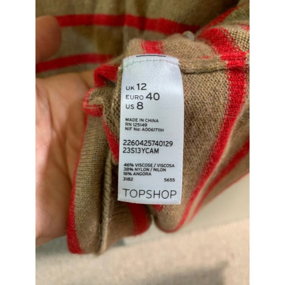 Topshop Camel and Red Striped Sweater - Picture 4 of 5